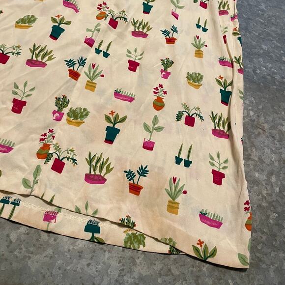 Vintage Central Falls House Plants Succulents Pleated Maxi Dress Small 6 USA 90s - Picture 12 of 16